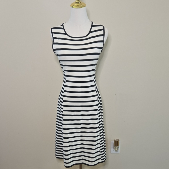 Catherine Malandrino Dresses & Skirts - Catherine Malandrino Black White Sheath Midi Dress Coastal Nautical Prep M